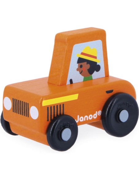 Tracteur orange en bois Campagne - Cross Roads : Véhicules, garages et voitures - Janod
