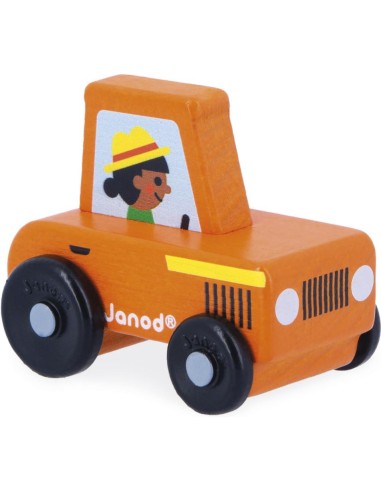 Tracteur orange en bois Campagne - Cross Roads : Véhicules, garages et voitures - Janod