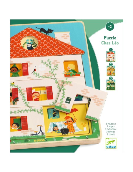 Puzzle à étages 12 pcs Chez Leo - Djeco