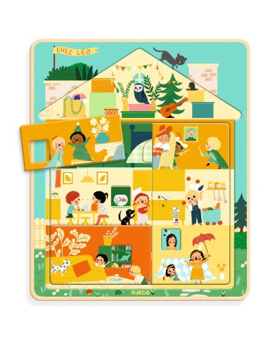 Puzzle à étages 12 pcs Chez Leo - Djeco