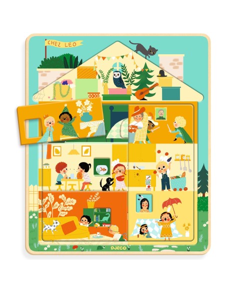Puzzle à étages 12 pcs Chez Leo - Djeco