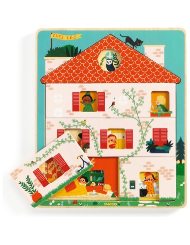 Puzzle à étages 12 pcs Chez Leo - Djeco