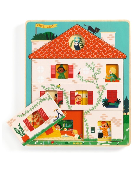 Puzzle à étages 12 pcs Chez Leo - Djeco