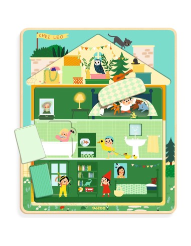 Puzzle à étages 12 pcs Chez Leo - Djeco