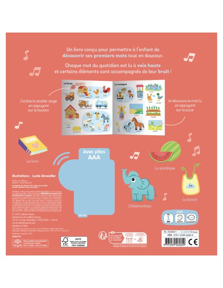 Mes 500 premiers mots sonores - 500 pistes lues et 50 bruits - Livres enfants - Auzou