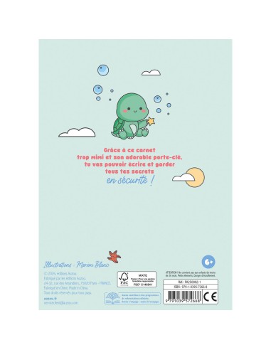 Ma papeterie créative - Mon carnet secret - Porte-clé tortue - Activités et loisirs créatifs - Auzou