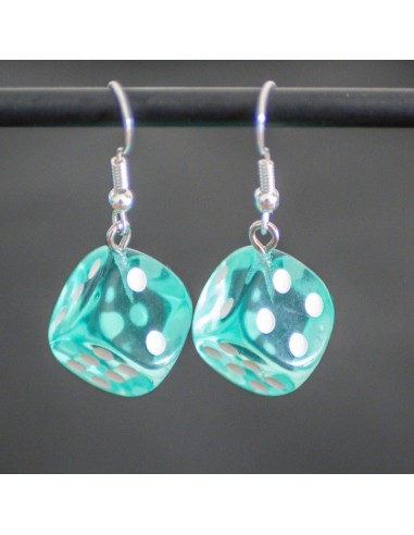 Boucles d'oreille Dé bleu