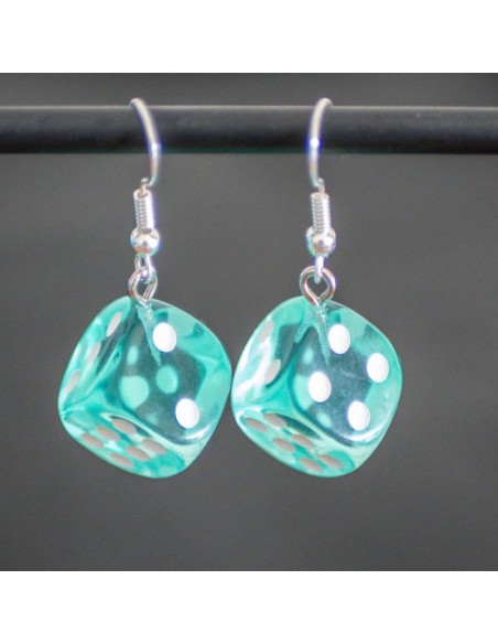 Boucles d'oreille Dé bleu