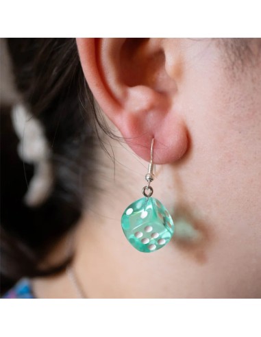 Boucles d'oreille Dé bleu