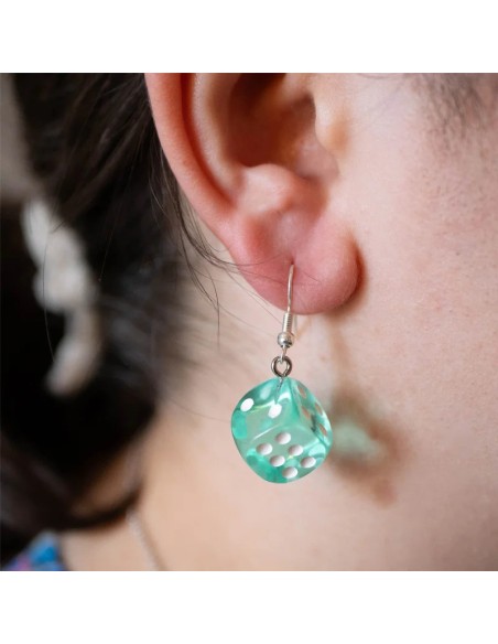 Boucles d'oreille Dé bleu