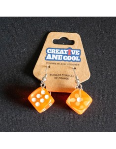Boucles d'oreille Dé orange