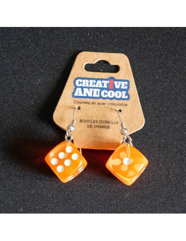 Boucles d'oreille Dé orange
