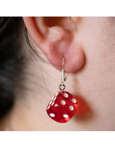 Boucles d'oreille Dé rouge