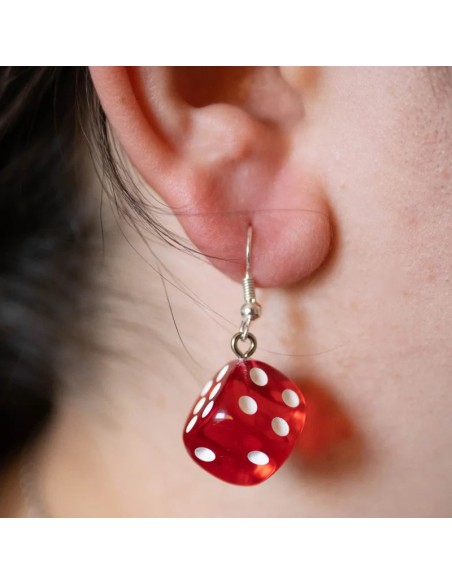 Boucles d'oreille Dé rouge