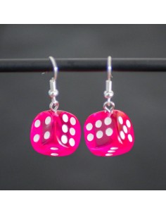 Boucles d'oreille Dé rose 2