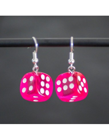 Boucles d'oreille Dé rose