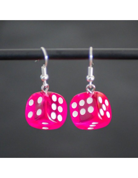 Boucles d'oreille Dé rose
