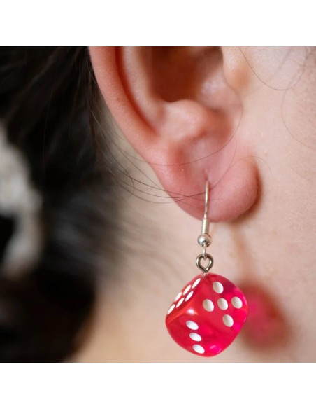 Boucles d'oreille Dé rose