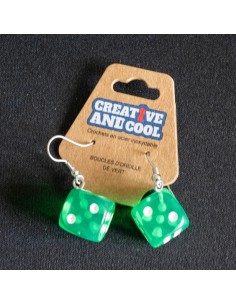 Boucles d'oreille Dé vert