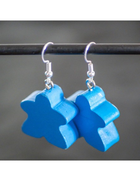 Boucles d'oreille Meeple bleu