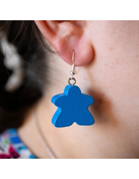 Boucles d'oreille Meeple bleu