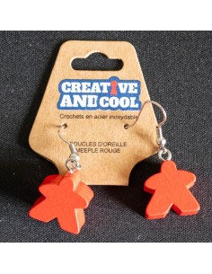 Boucles d'oreille Meeple rouge