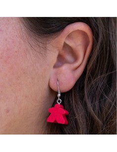 Boucles d'oreille Meeple rose