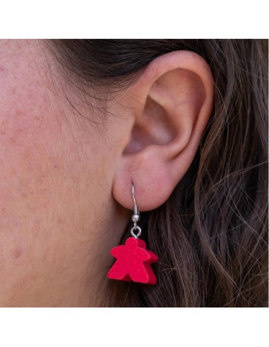 Boucles d'oreille Meeple rose