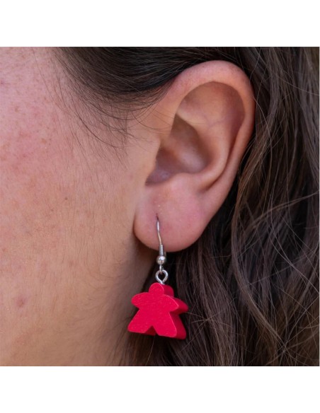Boucles d'oreille Meeple rose