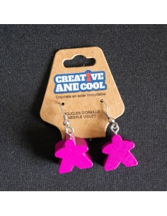 Boucles d'oreille Meeple violet
