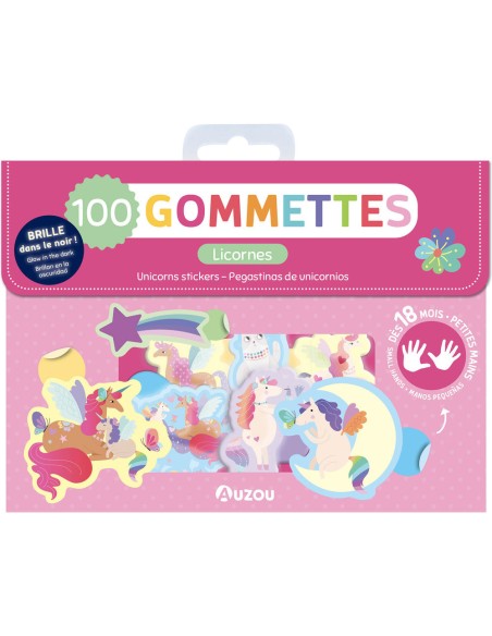 Ma Pochette De 100 Gommettes Licornes - Qui Brillent Dans Le Noir - Auzou