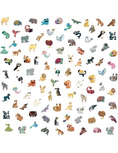 Gommettes Animaux Exotiques x100 : Mosaïque, gommettes & stickers - Janod 2