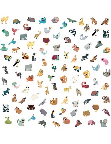 Gommettes Animaux Exotiques x100 : Mosaïque, gommettes & stickers - Janod