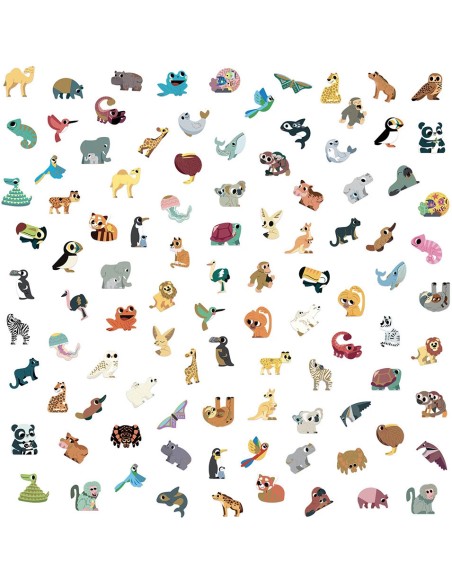Gommettes Animaux Exotiques x100 : Mosaïque, gommettes & stickers - Janod