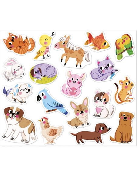 Stickers Animaux de Compagnie x100 : Mosaïque, gommettes & stickers - Janod