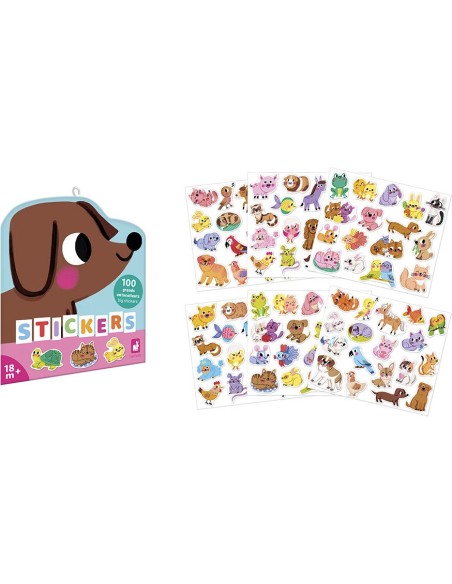 Stickers Animaux de Compagnie x100 : Mosaïque, gommettes & stickers - Janod