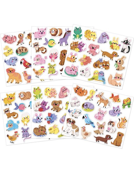 Stickers Animaux de Compagnie x100 : Mosaïque, gommettes & stickers - Janod