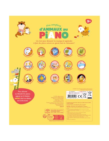 Mon livre piano - Mes comptines d'animaux au piano - Livres enfants - Auzou