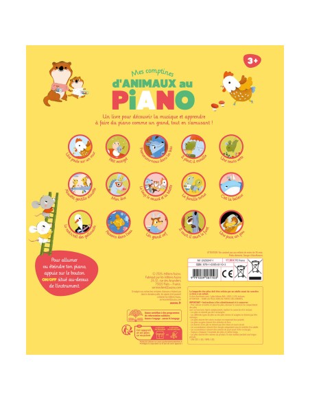 Mon livre piano - Mes comptines d'animaux au piano - Livres enfants - Auzou