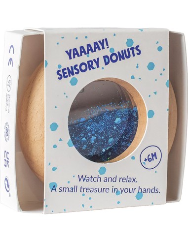 Hochet sensoriel Donut bleu scintillant - Aptitoys - Jouet d'éveil sensoriel - Petit Boum