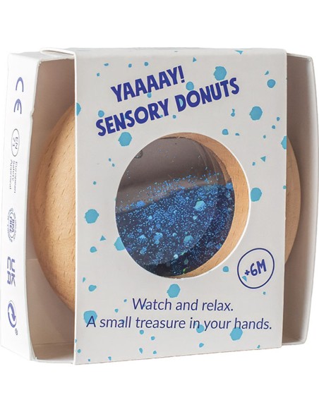 Hochet sensoriel Donut bleu scintillant - Aptitoys - Jouet d'éveil sensoriel - Petit Boum