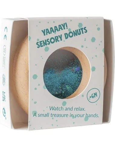 Hochet sensoriel Donut turquoise - Petit Boum