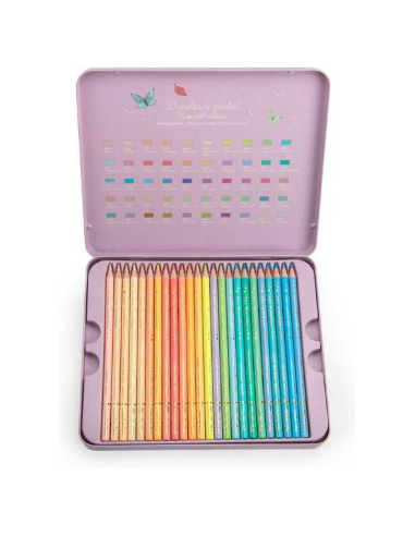 Boîte métal 50 crayons pastels - Les Rosalies - Moulin Roty