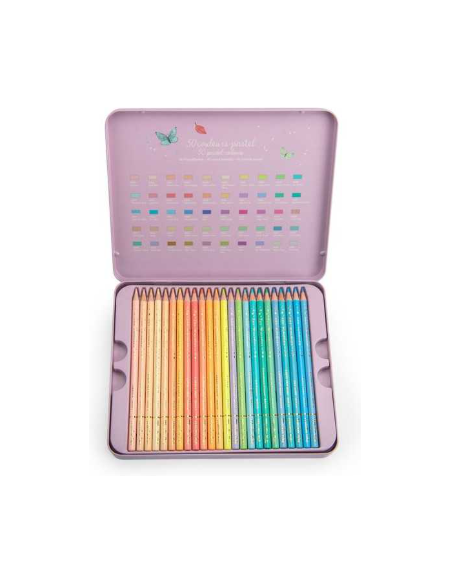 Boîte métal 50 crayons pastels - Les Rosalies - Moulin Roty