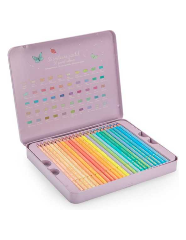 Boîte métal 50 crayons pastels - Les Rosalies - Moulin Roty