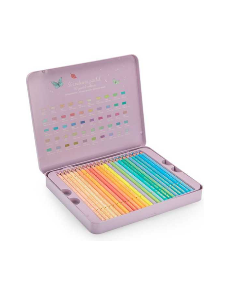 Boîte métal 50 crayons pastels - Les Rosalies - Moulin Roty