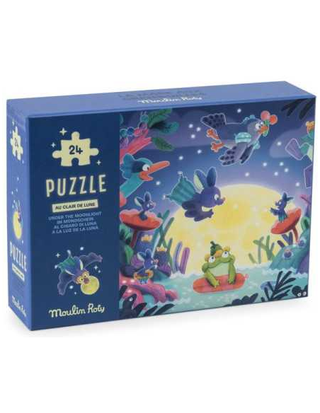 Puzzle phosphorescent Au clair de lune 24 pièces - Moulin Roty
