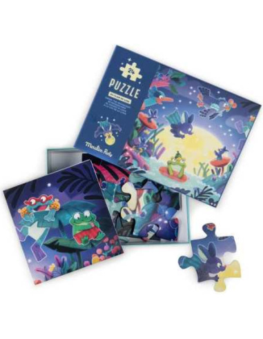 Puzzle phosphorescent Au clair de lune 24 pièces - Moulin Roty