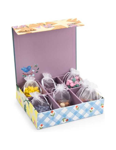 Coffret perles en bois colorées - Les Minouchkas - Moulin Roty - Les Minouchkas