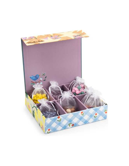 Coffret perles en bois colorées - Les Minouchkas - Moulin Roty - Les Minouchkas
